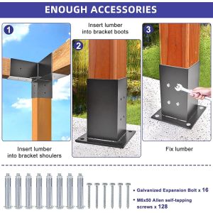 Standard 6x6 Pergola Kit Bracket 3-Way Right Angle Corner Bracket Customized