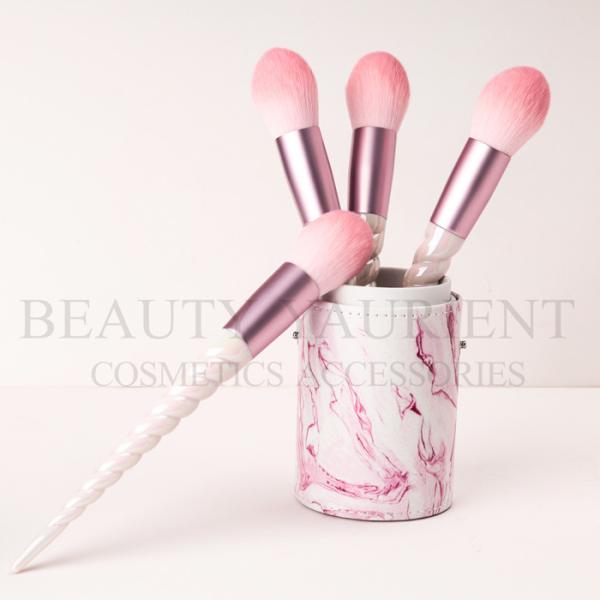 Quality Plating Spiral Handle Powder Single Makeup Brush With Pink Ferrule wholesale
