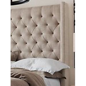 5 Star Hotel Linen Fabric Upholstered Bed With Buttons Plush Design