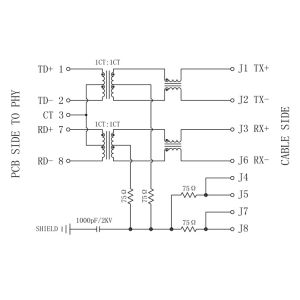LU1T041X-43 LF , LPJ0013ABNL Magnetic RJ45 Single Port 10/100 Ethernet