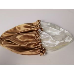 53cm Reversible Silk Sleeping Cap , Double Layer Satin Bonnet For Curly Hair