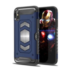 Color Black Red Armor PC TPU Case with Card Pocket Magnetic Car Mount For