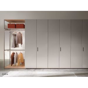 Customized White Modern Wardrobe with Leather Door Penals