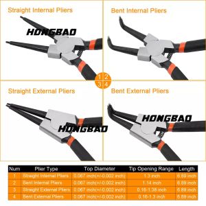 Combination Snap Retaining Ring Pliers 4PCS Internal External Circlip Pliers Set