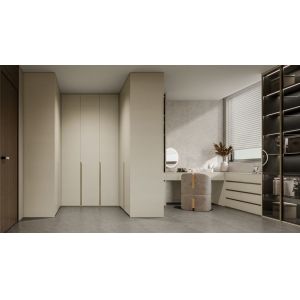 Effortless Style And Functionality Modern U-Shaped Wardrobe With White-Almond