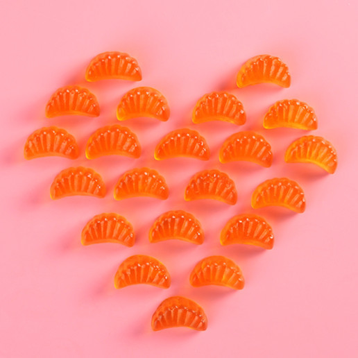 Quality Oil Coating Fruit Shaped Gummy Candy , Chewable Gummy Vitamins Orange Flavor wholesale