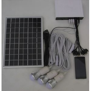 Cheap portable solar power system Lighting Africa free power to load with LED DC bulbs and USB mobile charging for sale