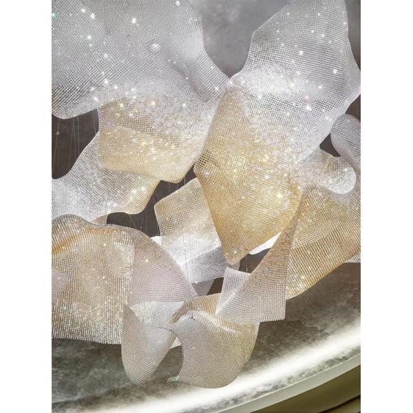 Custom Project Ceiling Chandelier Stainless Steel Ribbon Large Club Hall Center Decoration Chandelier Engineering Lamp