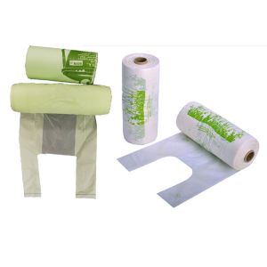 PLA 50mic Biodegradable And Compostable Bags With T Shirt Handle