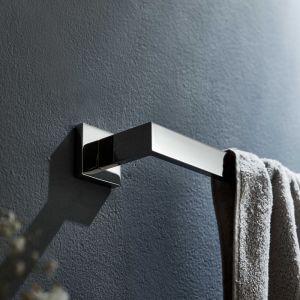Brushed Silver Bathroom Towel Bars Wall Mounted Modern Square Towel Holder