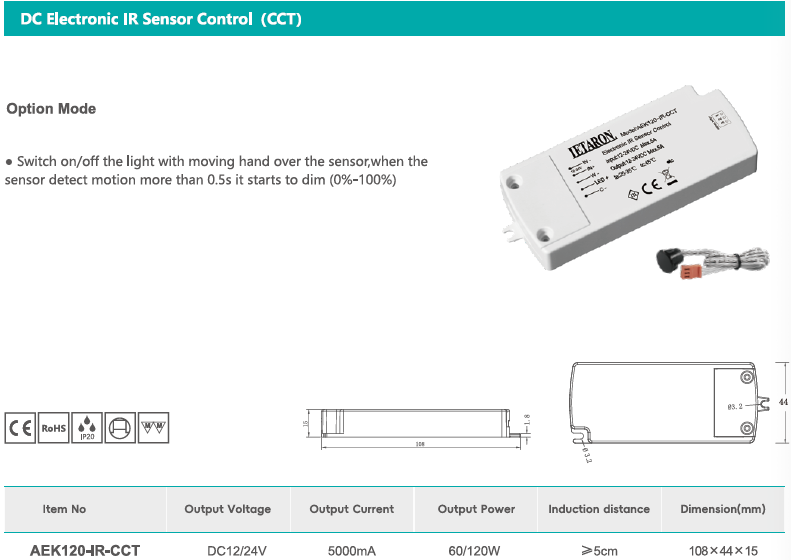Electronic PIR Motion Sensor Switch For Mirror Light TUV CE Certificate