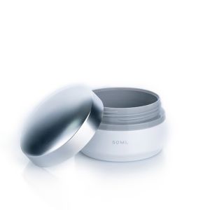 50ml Grey White Plastic Face Cream Jar With Silver Cap Unisex Frosted Plastic