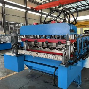 Cheap High Speed Tile Roll Forming Machine 10T Hydraulic Decoiler With Gear Box Drive for sale