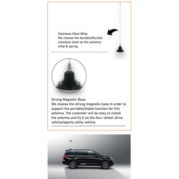 Baiao 1-2DBi Truck Cb Whip Antenna Magnetic Base Cb Antenna For Communication