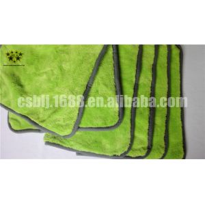 Green Plush Buffering Towel / High Absorbtion Microfiber Dusting Cloth For