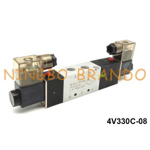 1/4'' 5 Way 3 Position 4V330C-08 Pneumatic Solenoid Valve For Pneumatic Actuator