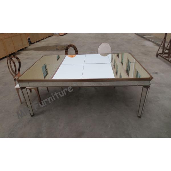 Quality Antique Mirrored Dining Table Wooden Frame Customized Size Silver Finish wholesale