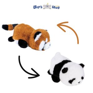 Dual Sided Original Reversible Plushie Raccoon And Panda Bear Transformable