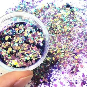 OEM/ODM Yes.We Provide OEM Chameleon Chunky Polyester Nail Body Chunky Mix