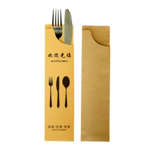 Disposable Recyclable Tableware Packing Kraft Paper Bag For Restaurant