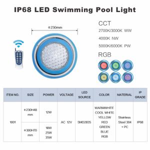 Swimming Pool Underwater LED Lights 25W With Remote Control Function