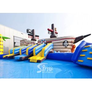 Amazing Shark And Pirate Inflatable Water Park With Big Pool