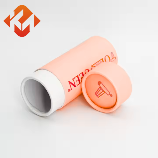 China Customized luxury hot stamping printing cylindrical cardboard lip balm cosmetic paper tube skin care essential oil tube box on sale