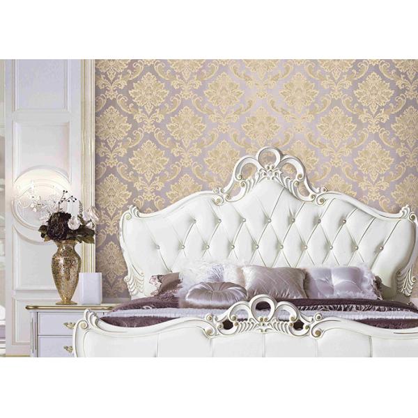 Quality Classical Damask European Style Wallpaper 3D Effect Wall Covering For Bed / Living Room wholesale