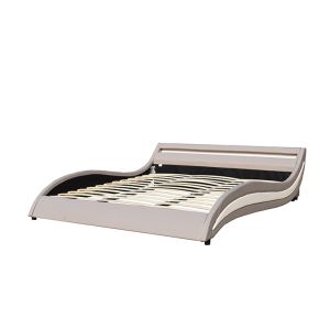 Single Size Faux Leather Bed Frame With Led Headboard Big Ottoman