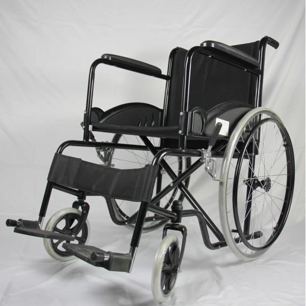 Quality Disabled Folding Steel Wheelchair With Solid Front And Rear Wheel wholesale