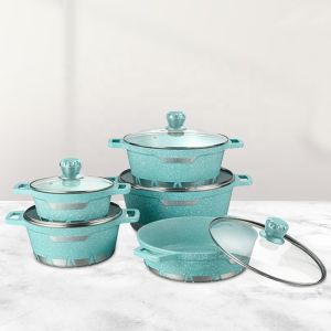 Wholesale 10 Pieces Cooking Pot Set Induction Non Stick Cookware Set Aluminium