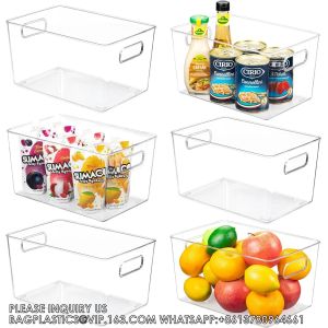 Clear Pantry Storage Organizer Bins, Storage Containers With Handle For Kitchen