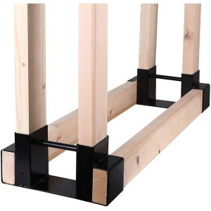 Fireplace Wood Storage Holder Bracket Kit with Adjustable Length Metal and Firewood