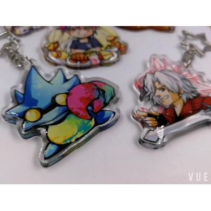 China Custom manufacture made cartoon acrylic transparent epoxy charm resin keychain with laser glitters on sale