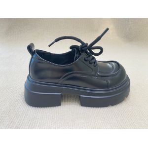China All Black Lace Up Mule Shoes Loafers on sale