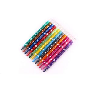 Eco-friendly fancy 12 colors Non-toxic wax crayon set/ 12 colors rotating body