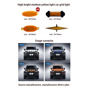 4PCS Set Amber Car LED Grille Lights For Rav4 Led Fog Driving Lights Smoke Lens