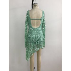 Womens Ballet Leotards Cyan Color Lace 100% Polyester For Stage