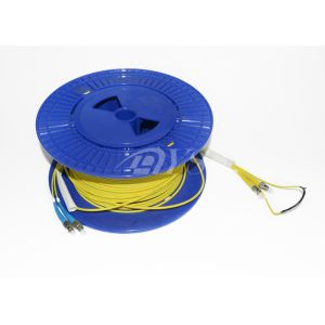 Yellow 50 Meter Duplex Single Mode Fiber Patch Cord with pulling eye