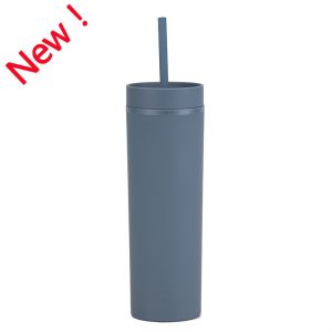 Skinny Tumbler With Lids And Straws 16Oz Matte Deep Red Bulk Reusable Pastel Acrylic Double Wall Plastic Tumbler For Cold Hot Drinks Coffee DIY
