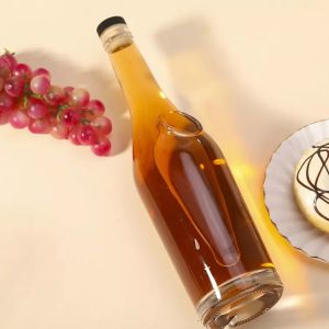 High Flint 700ml Spirit Glass Bottle With Cork Lid Thick Base Luxury Package For