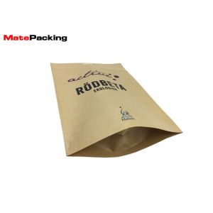 Kraft Paper Stand Up Biodegradable Recycling Bags With Zipper / Hole Handle