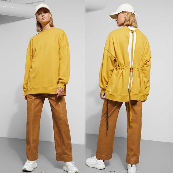 Quality Fall Clothing Women Open Back Crewneck Blanket Sweatshirt wholesale