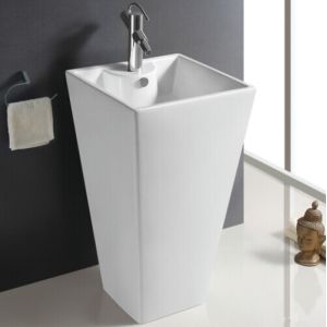 Cheap Fixing to Wall with Back Bathroom Sanitary Ware Ceramic Standing Pedestal Sinks Wash Basin for sale
