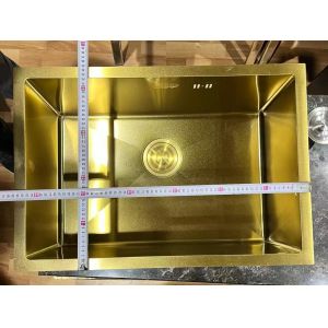 Customized Square Measure Stainless Steel Single Bowl Sink With Gold Finish