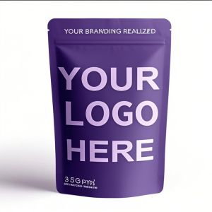 Custom Printed Smell Proof Stand Up Ziplock Mylar Bags 3.5g Resealable Aluminum