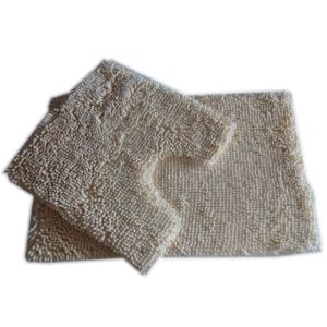Polyester Chenille Bath Rugs with Foam PVC Backing , White