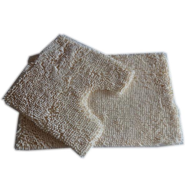Quality Polyester Chenille Bath Rugs with Foam PVC Backing , White wholesale