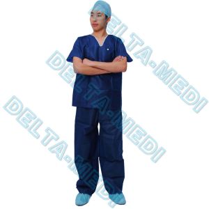China Dustproof Breathable V Neck Disposable Scrub Suit Warm Up With Pockets on sale