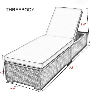 Patio Chaise Outdoor Lounge Sofa Adjustable Hight With Cushion Espresso Brown